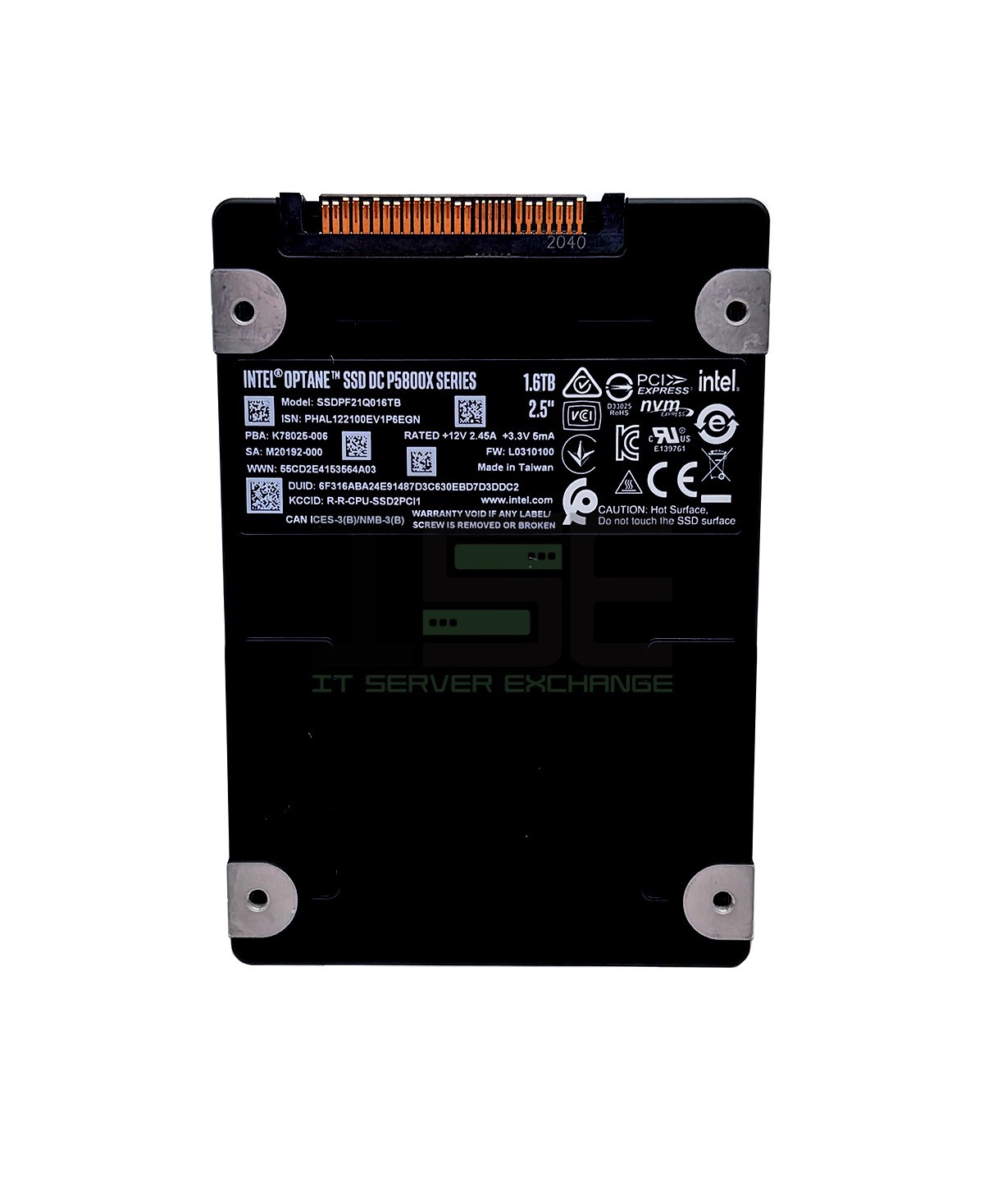 Intel Optane SSD DC P5800x 1.6TB U.2 2.5”NVME PCIe SSDPF21Q016TB 100% Health