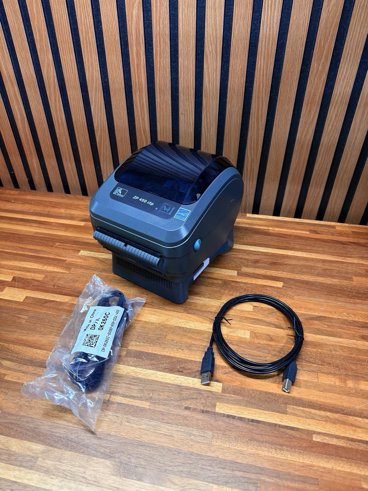 Zebra ZP450 CTP Thermal Label Printer USB Power Cable Tested Working Ready