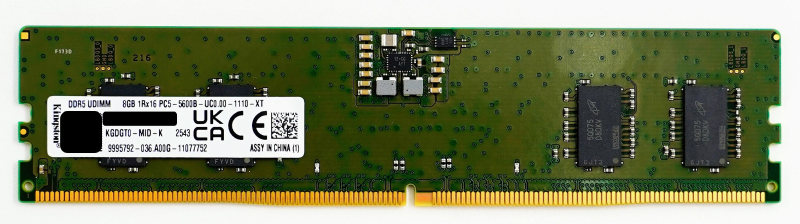 Kingston 8GB DDR5 5600 MHz 1Rx16 Desktop UDIMM RAM – KGDGT0-MID-K