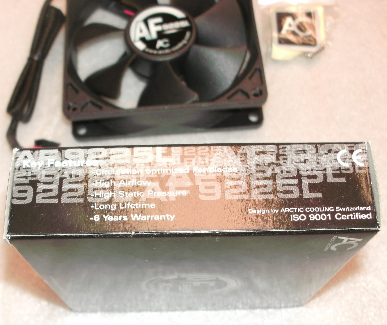 PC Computer Fan 12V 9225L 92x92x25mm 0.1A 3-Pin. 1500 RPM, ISO9001 Certified