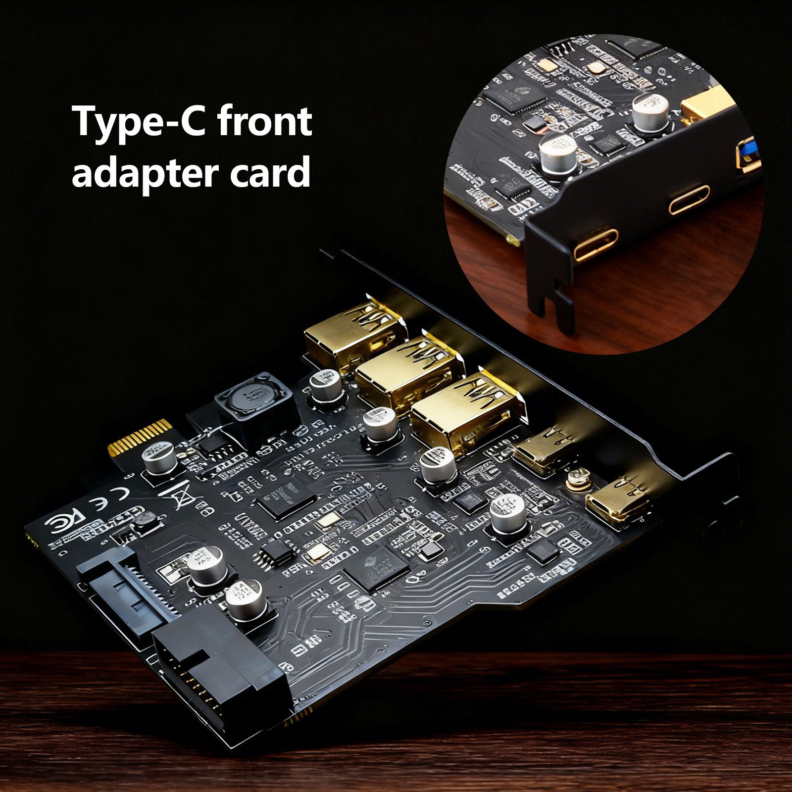 USB3.2 GEN1 PCI-E Expansion Card 5 Ports 2*Type-C 3*USB-A 19 Pin Connector 5Gbiw