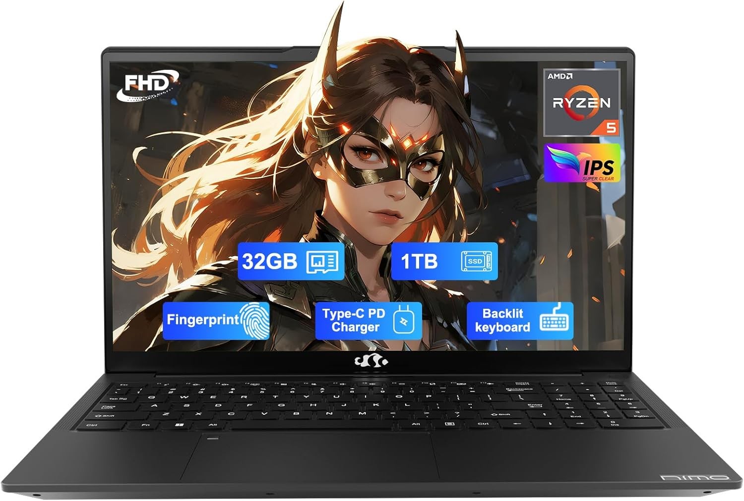 NIMO 15.6″ Light-Gaming-Laptop, 8 Cores AMD Ryzen 7 Pro 6850U 32GB RAM 1TB SSD
