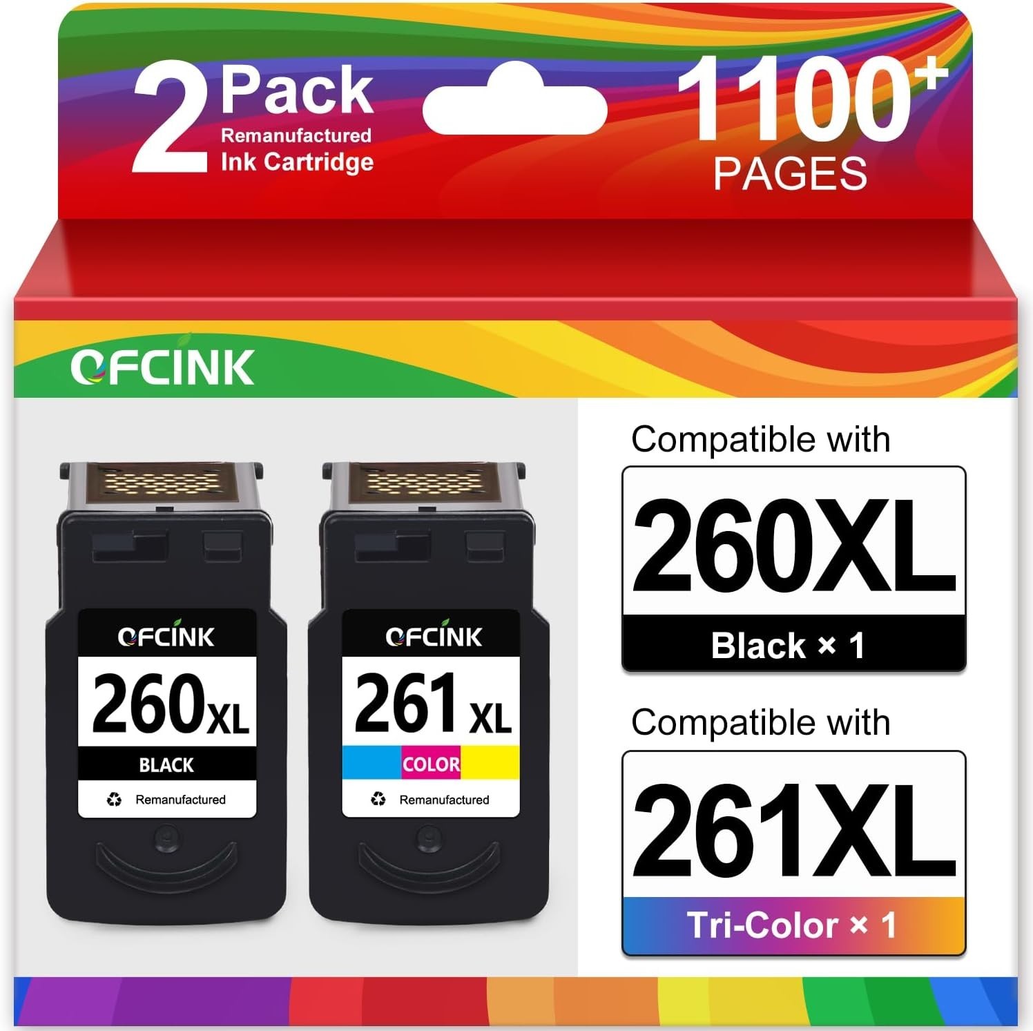 2PK Compatible PG-260XL CL-261XL Ink Cartridges For Canon Pixma TS6420a TS6400