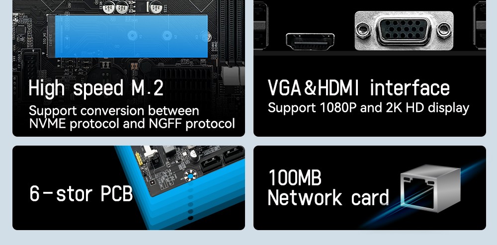 LGA 1155 H61 Motherboard M-ATX 2*DDR3 SATA/NVMe M.2 for Intel i3 i5 i7 CPUs
