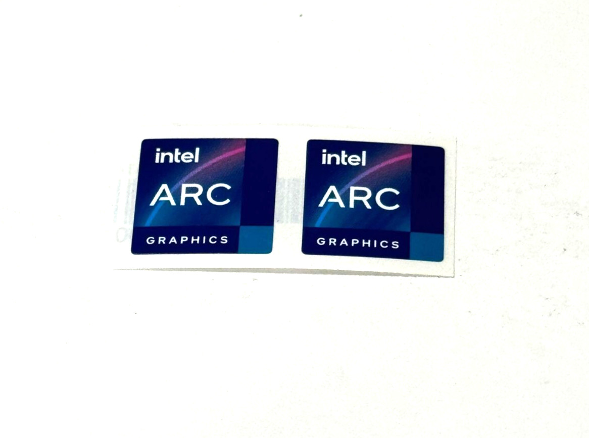 2 x Intel Arc Graphics Sticker Label Decal 18mm x 18mm