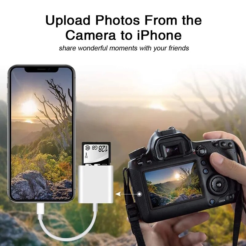 TF/SD Card Adapter Camera Reader for iPad iPhone6 7 8 Plus 13 14 15 Pro X Xs Lot