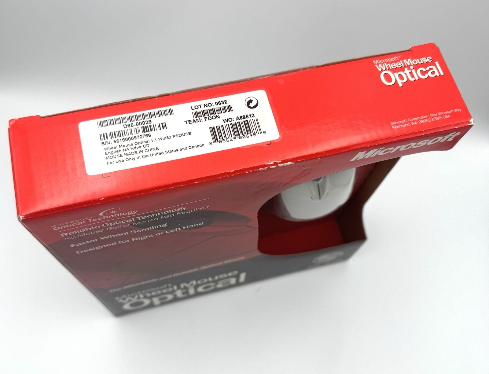 Microsoft Wheel Mouse Optical Vintage Mouse: PC/MAC USB PS2 – NEW/SEALED
