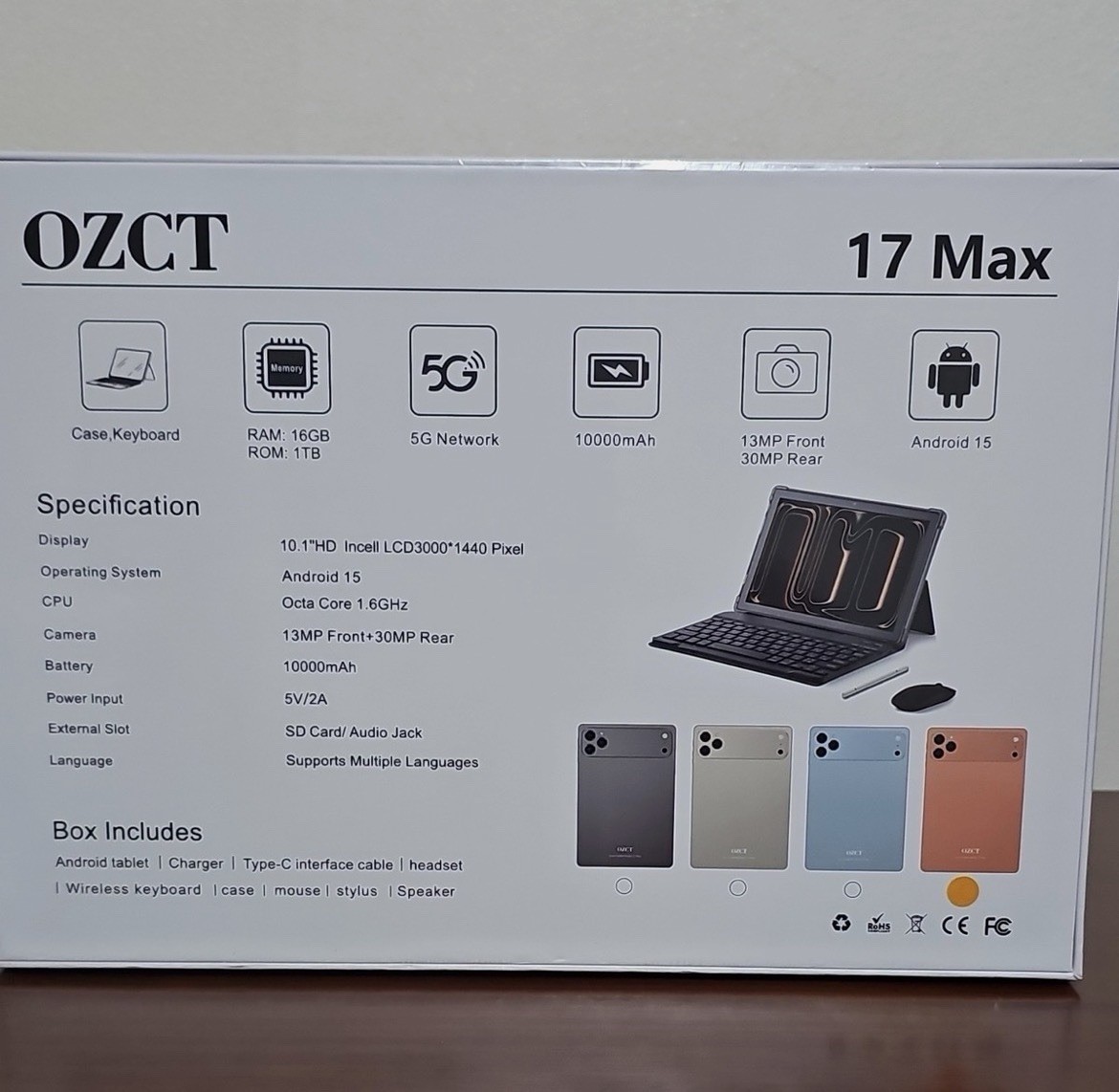 OZCT 17 Max 10.1in Android 15 Tablet 16GB/1TB 5G 10000mAh Orange