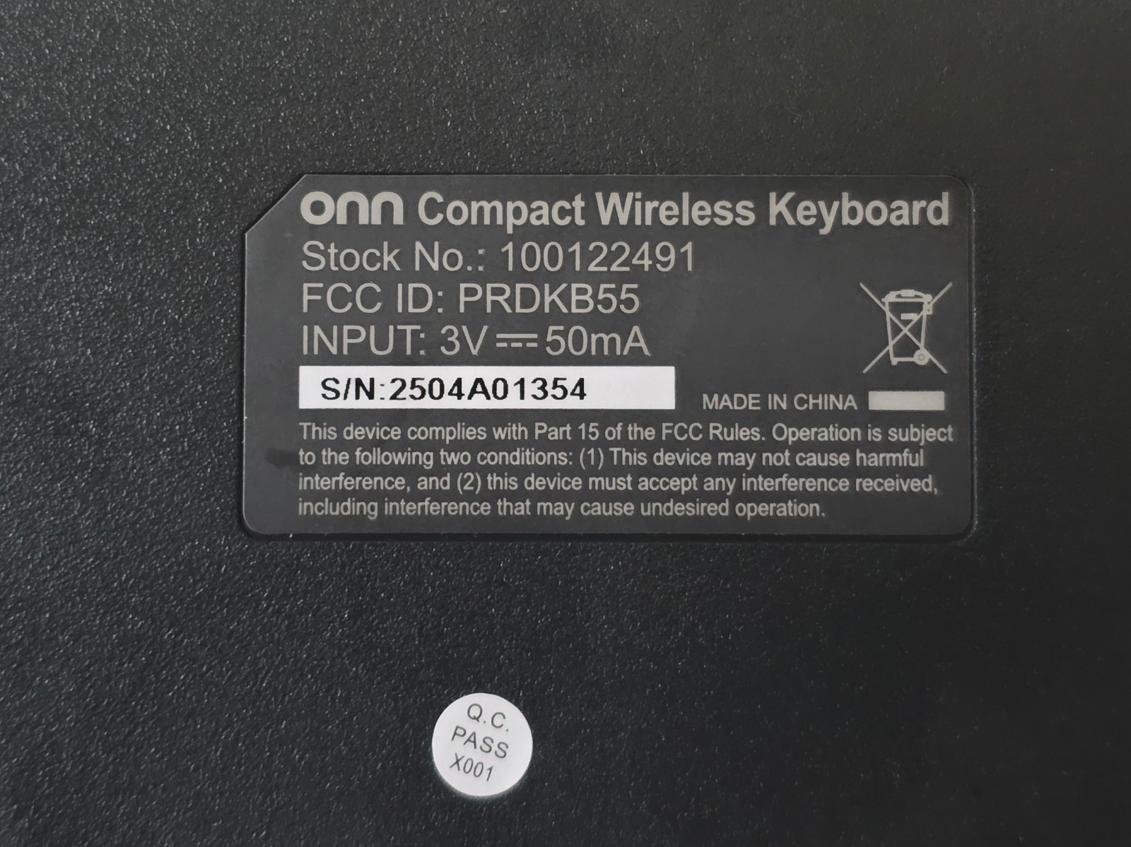 Onn Compact Wireless Keyboard, Noise Reduction, USB Receiver, 78 Keys, Black