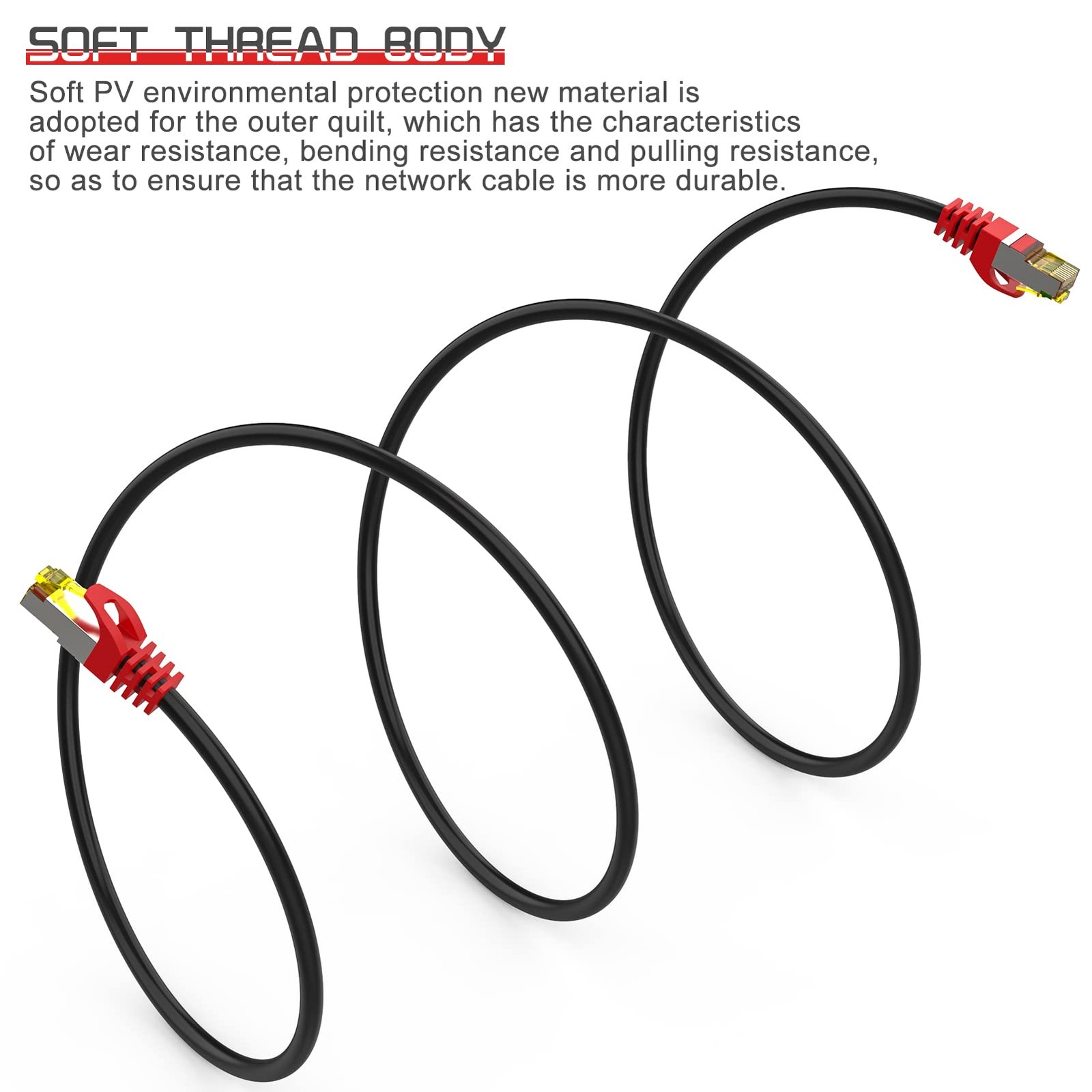 Boahcken Cat 8 Ethernet Cable 200 ft,1.5ft 6ft 10ft 20ft 25ft 30ft 75ft 100ft