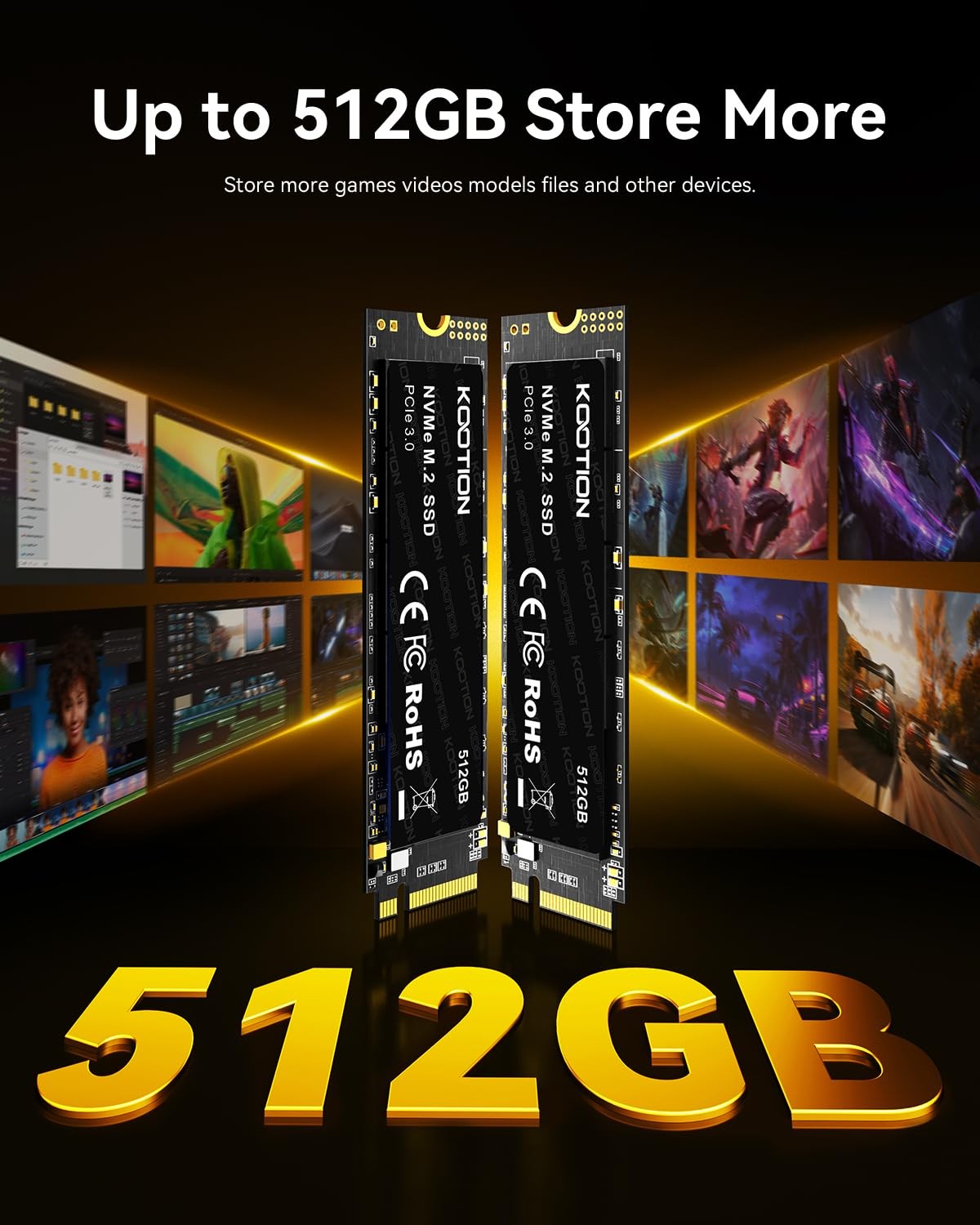 512GB PCIe 3.0 M.2 Internal Solid State Drive PCle 3.0×4 SSD NVMe M.2 2280 Inter