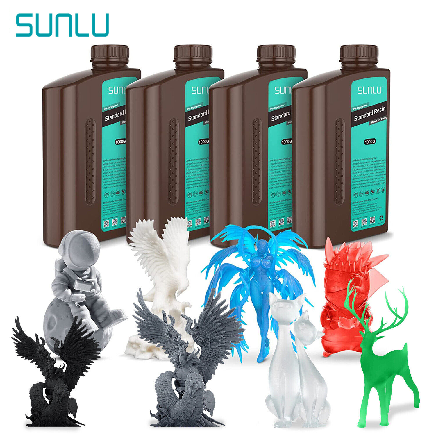 SUNLU 1KG 3D Printer Resin Standard/Water Washable/ABS-Like/Nylon-Like 405nm LCD