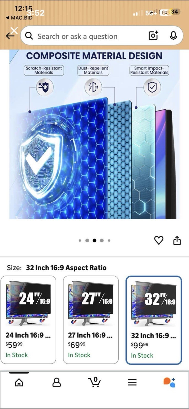 32” Privacy Screen Filter (Anti-Spy) – Magnetic, Blue Light Protection