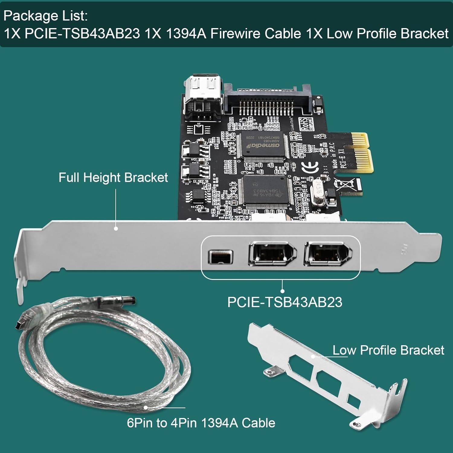 4-Port PCIE 1394A Firewire 400 Card – High-Speed Connectivity for MAC & Windows