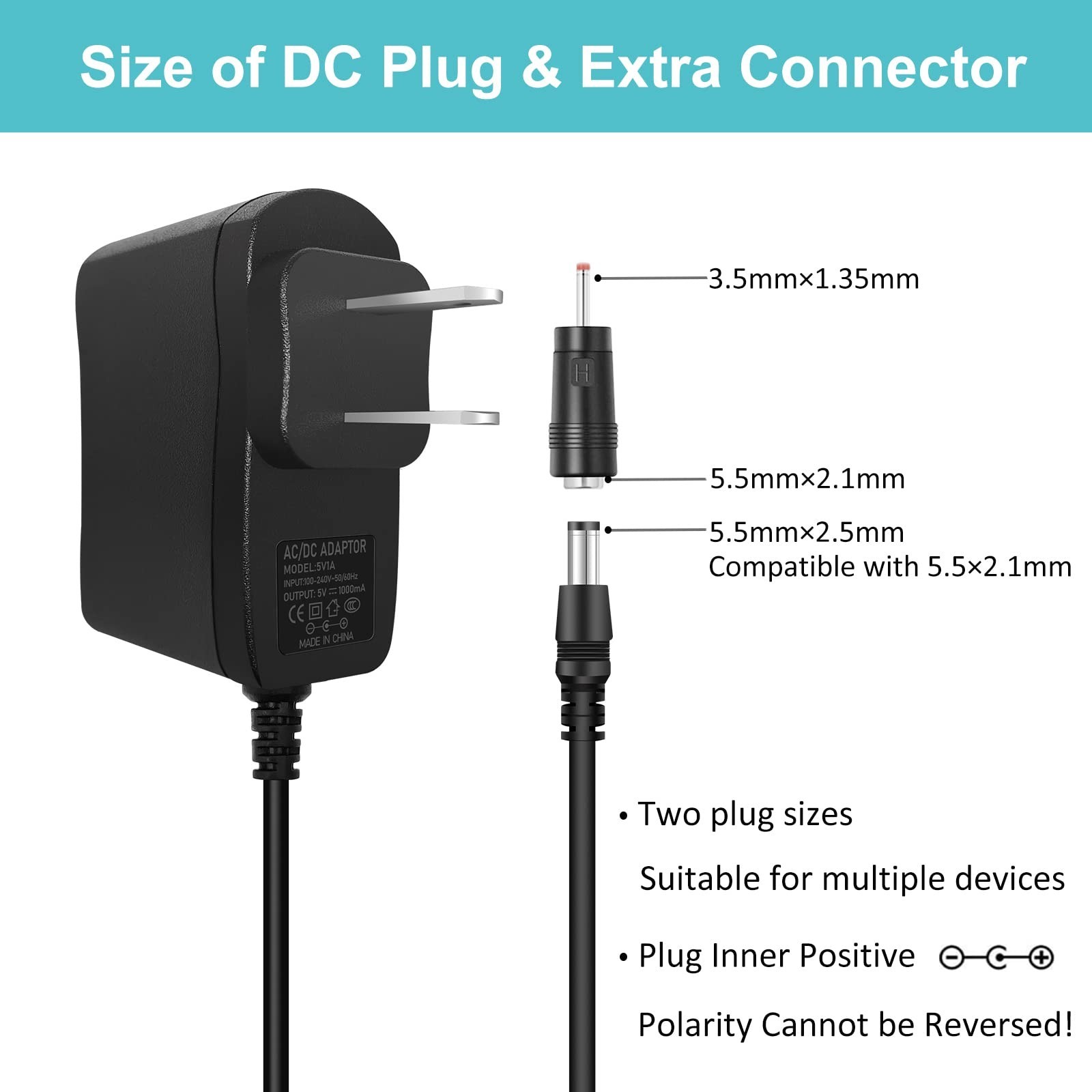 AC DC 5V 1A Power Supply Adapter 5W 5V 1000mA 800mA 500mA AC/DC Adapter 50/60…
