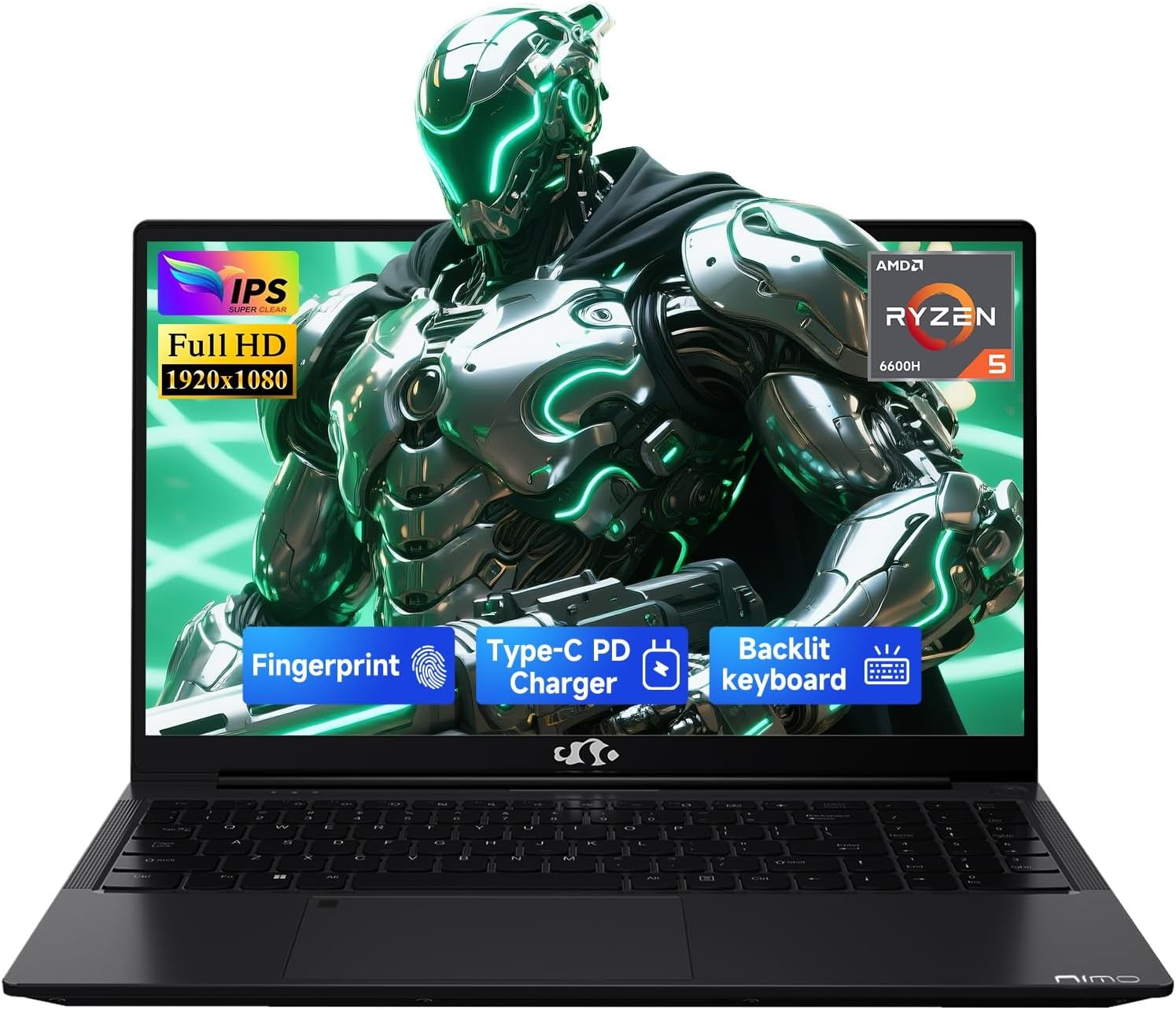 NIMO 15.6″ IPS FHD-Light Gaming-Laptop,AMD Ryzen 5 6600H 16GB DDR5 RAM 256GB SSD