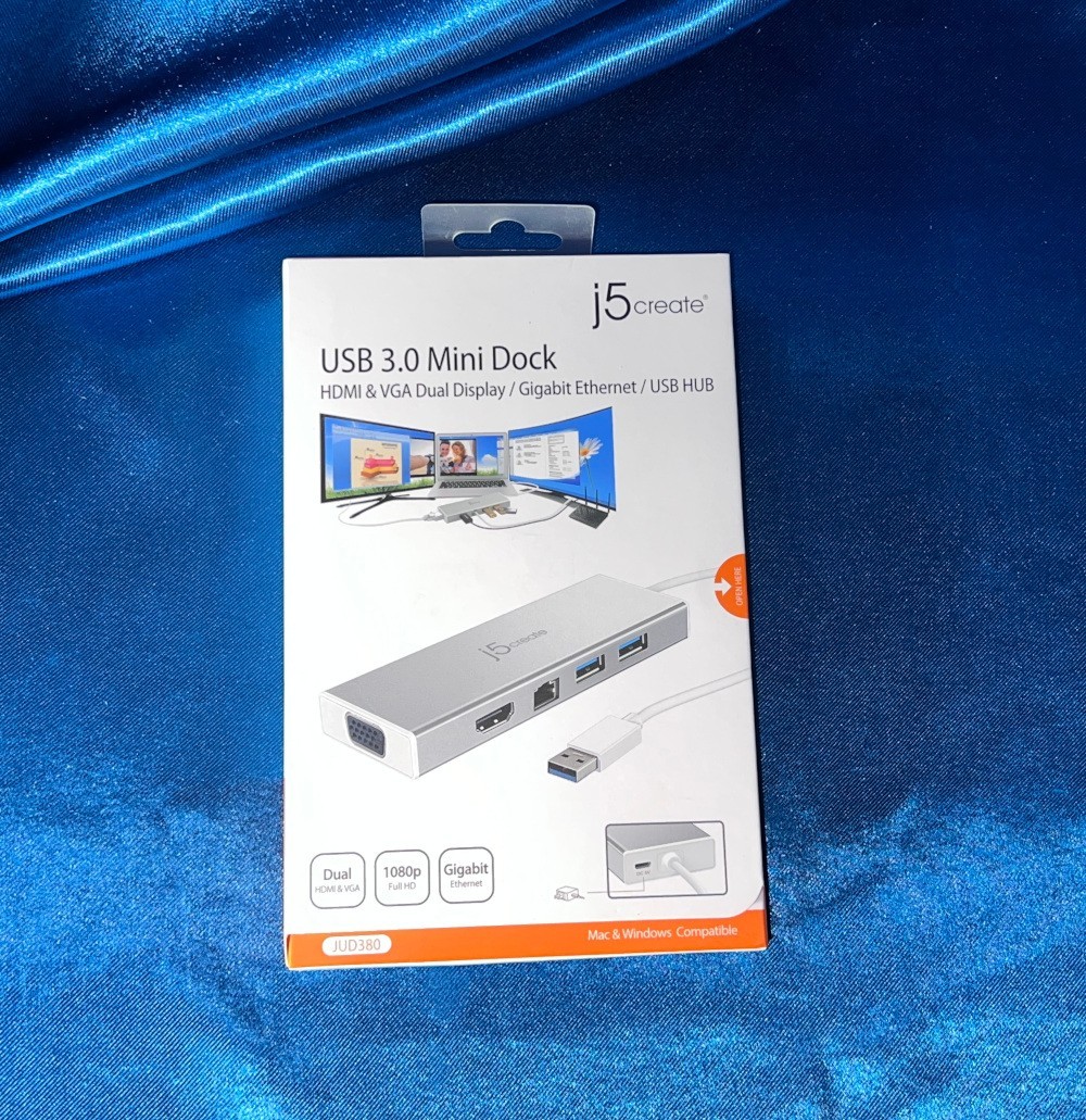 J5Create JUD380 USB 3.0 Mini Dock – HDMI and VGA Dual Display – Gigabit Ethernet