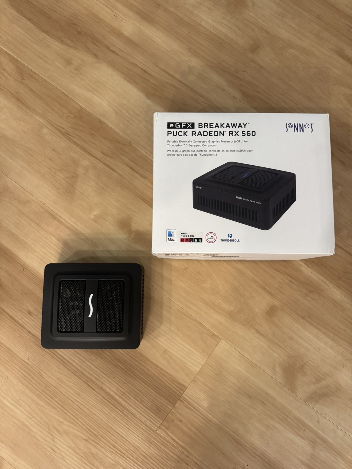 Sonnet eGFX Breakaway Puck RX 560 4GB eGPU Thunderbolt 3 – No PSU – Box & Manual
