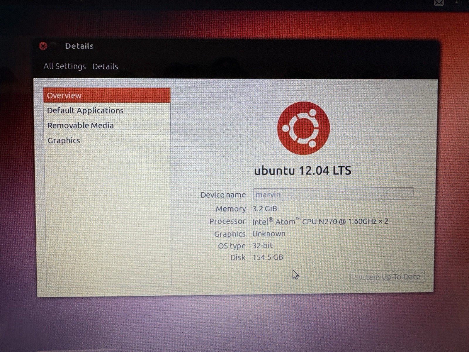 HP Mini 311 Laptop Intel atom. 5gb RAM 154gb Storage, 32bit, Ubuntu OS.