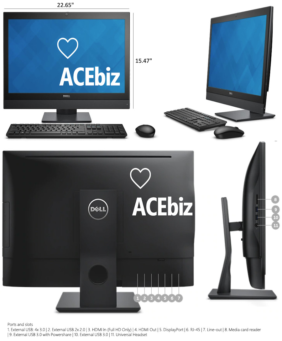 Dell i7 24” All In One Desktop Computer AIO PC WiFi 6e Windows 11 pro 7440 7450