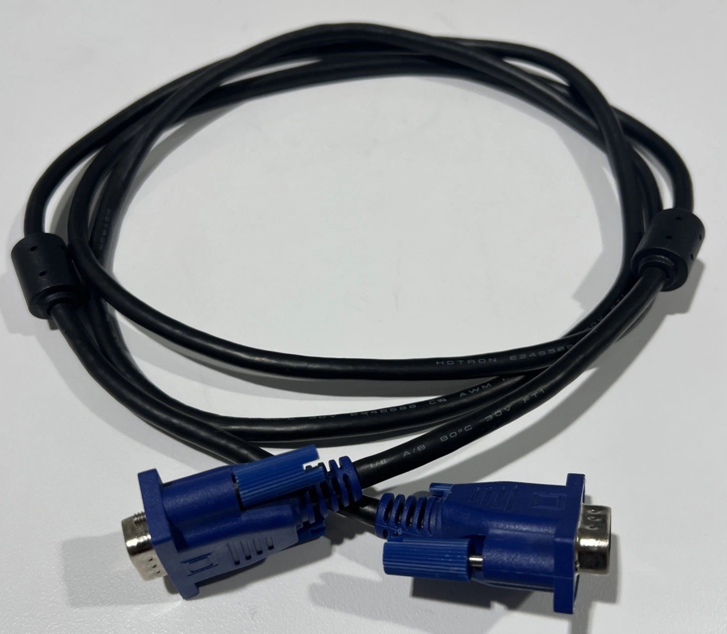 Hotron VGA/SVGA Video Graphics Cable PC Connector 5FT. Black/Blue E246588 EUC