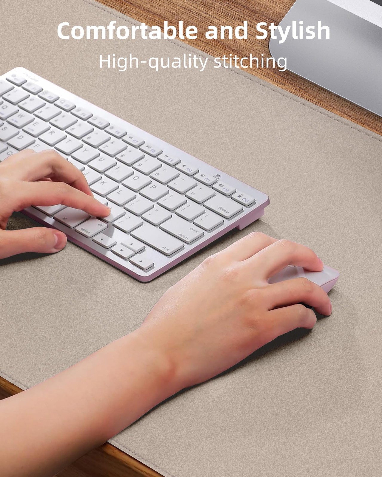 NonSlip Waterproof PU Leather Desk Pad Mat Mouse Laptop 23.6×13.7 In Beige