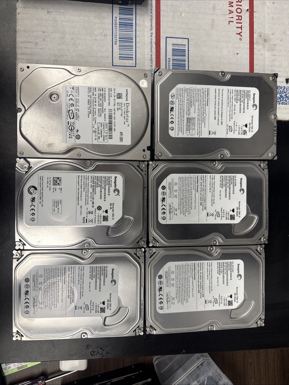 Lot of 15 Various 3.5 SATA HDD 6x250GB/ 1x750GB/3x500GB/3x320GB/1x2TB/1x160GB