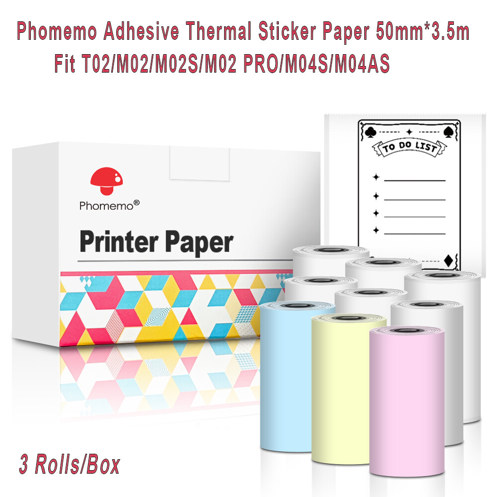 53mm Adhesive Thermal Sticker Paper Phomemo M02 T02 Bluetooth Pocket Printer