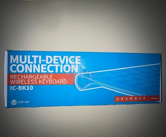 iClever IC-BK10 Multi Device Connection Rechargeable Wireless Keyboard Black NEW
