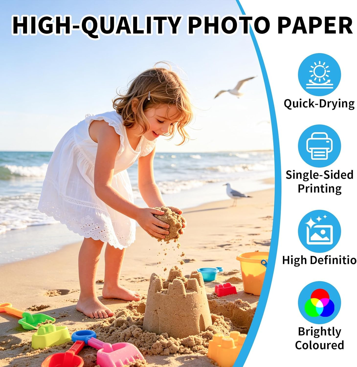 Glossy Photo Paper, Premium 4X6 Photo Paper 200 GSM/54 LB, 100 Sheets for Dye
