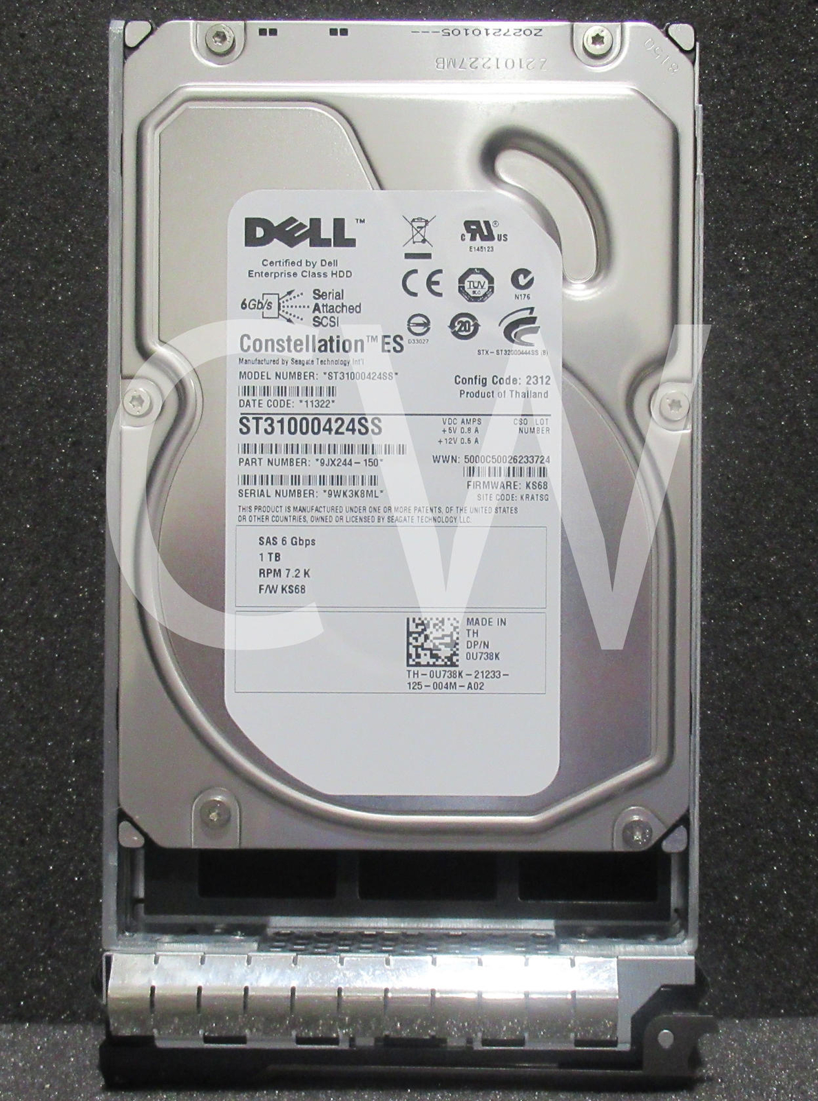 U738K 0U738K Dell 1TB 7200RPM 6Gbps NL 3.5″ SAS HDD Hard Drive W/ZERO HOURS