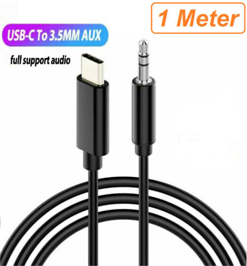 1M Car Stereo Android Type-C USB-C to 3.5mm Male Audio Jack AUX Cable Adapto lot