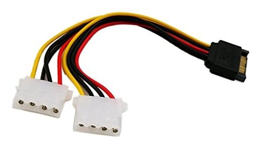 zdyCGTime 6 Inch Sata 15-Pin Male to Dual 4 Pin Molex Lp4 Female IDE Hard