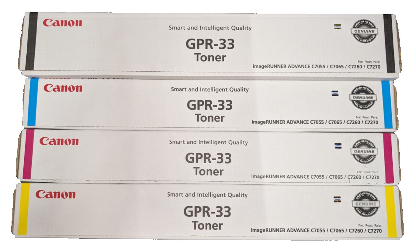 Genuine Canon Toner Cartridges (GPR-33), Set of 4 Colors, (CYMK), OEM, NEW!