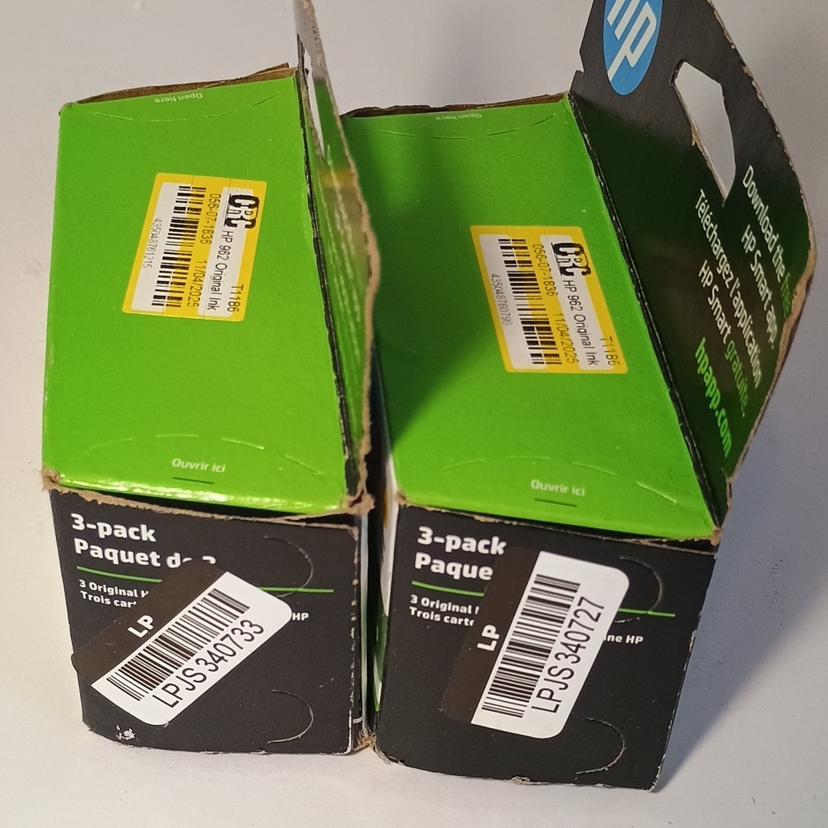 HP 962 Tri-Color Ink Lot Of 2 Boxes Cartridge Expiration May 2024 And April 2024