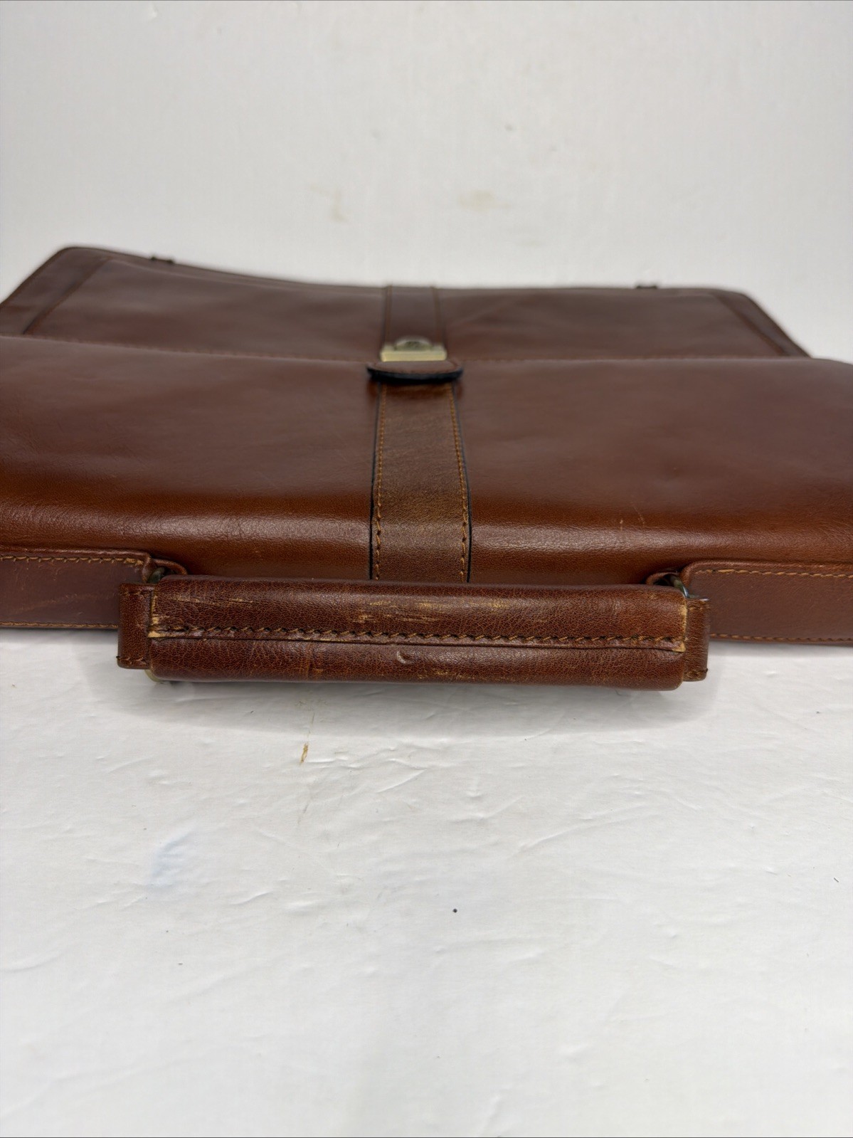 Stebco Top Grain Leather Briefcase Attaché Messenger Bag 2 Brass Keys Brown New