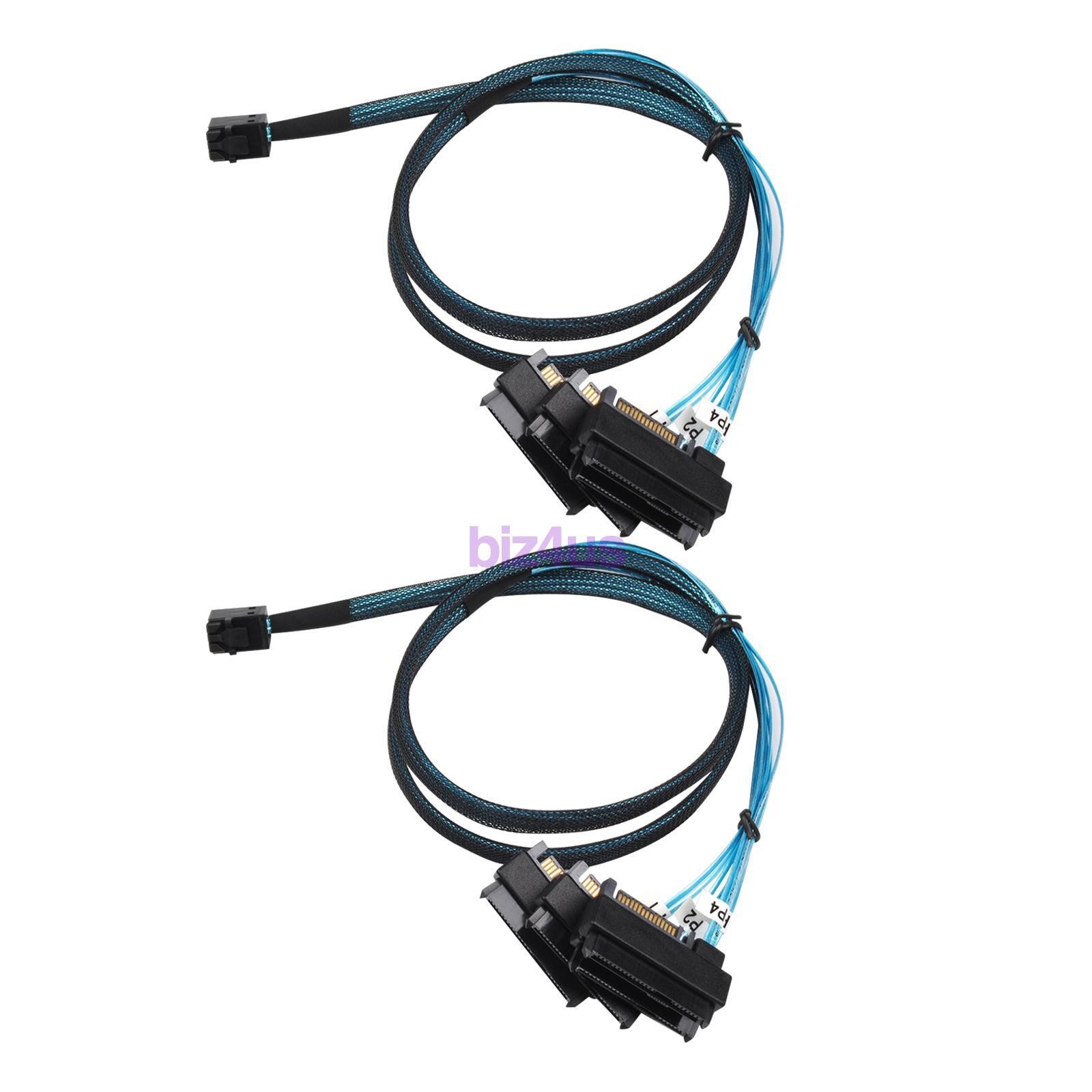 2*Mini SAS HDD SFF-8643 to 4 SFF-8482 Connector with Power Port Hard Drive 1M US