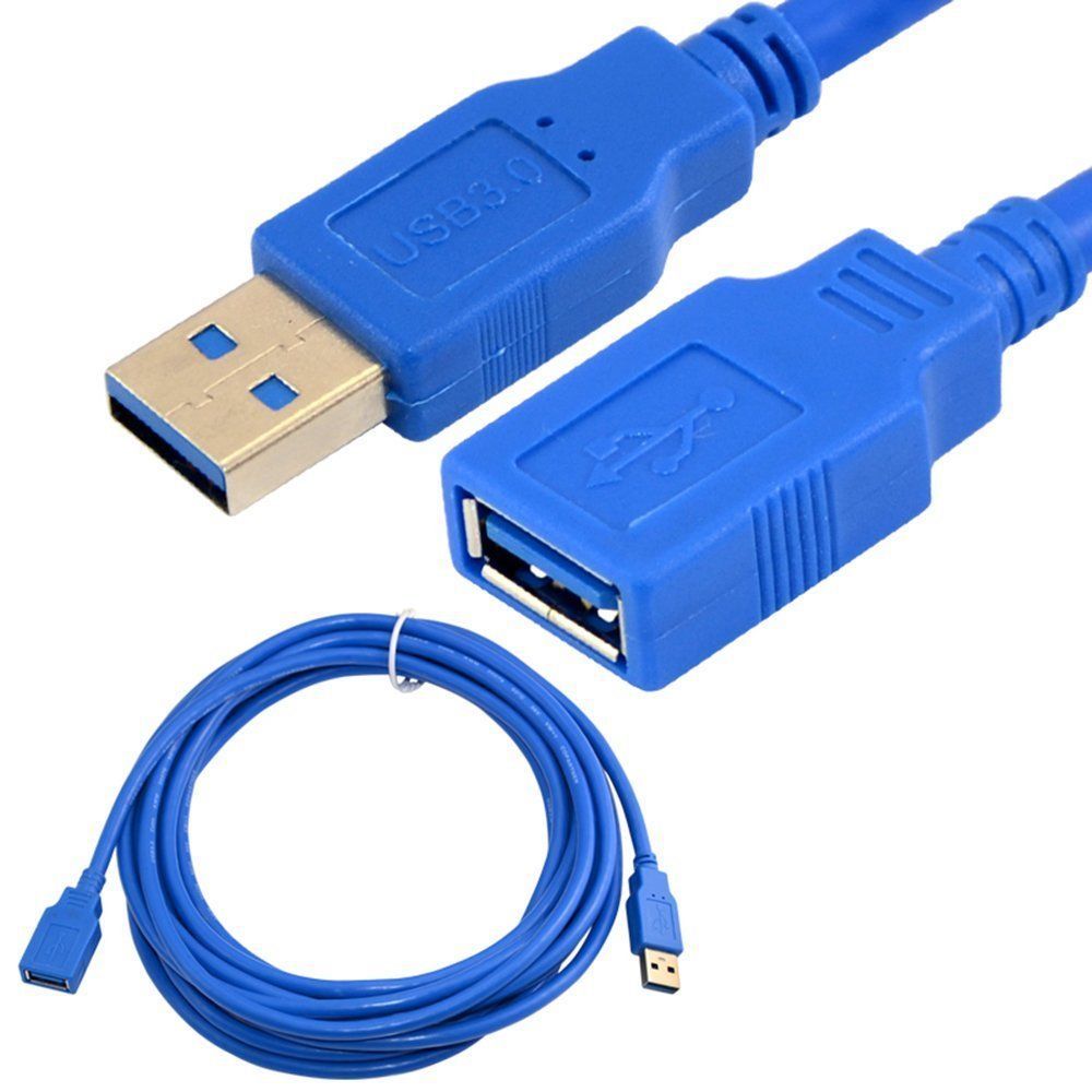 Premium 1.5FT 5FT 10FT 15FT USB 3.0 A Male to Female Extension Cable Cord Blue
