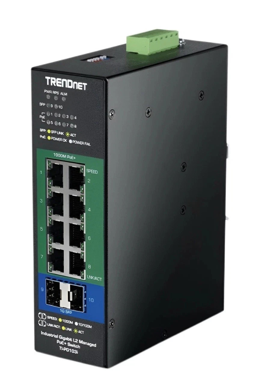 ✳️Duty Free✳️TRENDnet TI-PG103i 10-Port Industrial Gigabit L2 Managed PoE+🔥
