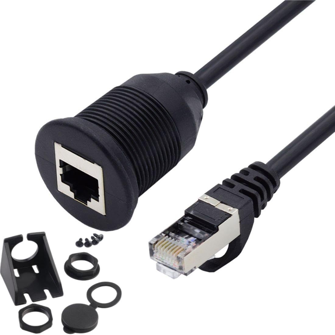 chenyang CAT6 RJ45 Flush Mount Male to Female LAN Ethernet Black Round Type