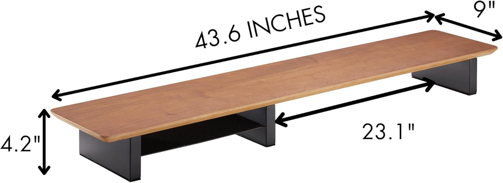 XL Walnut Wood Monitor Stand for 2 Monitors – 44 Inch Desk Shelf