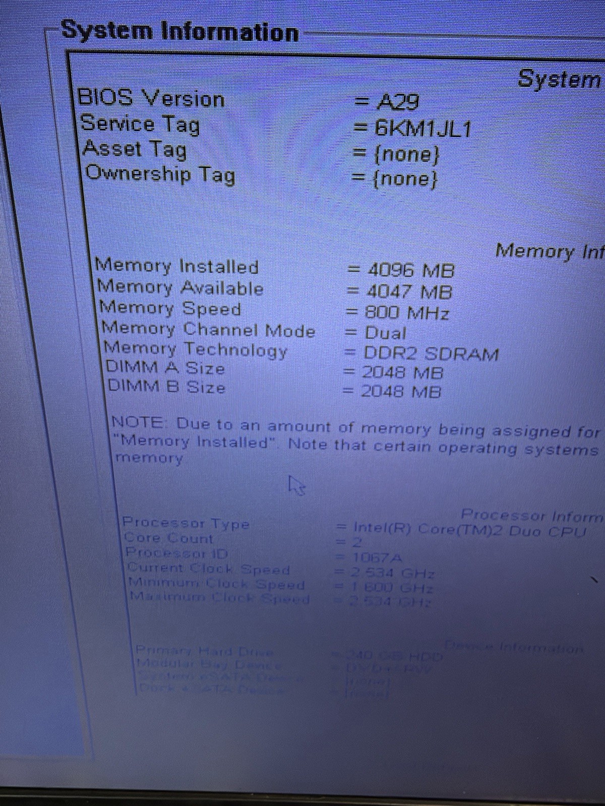 Dell Latitude E6500 P8700 2.53GHz 4GB RAM 320GB WUXGA 1920×1200 no o/s untested