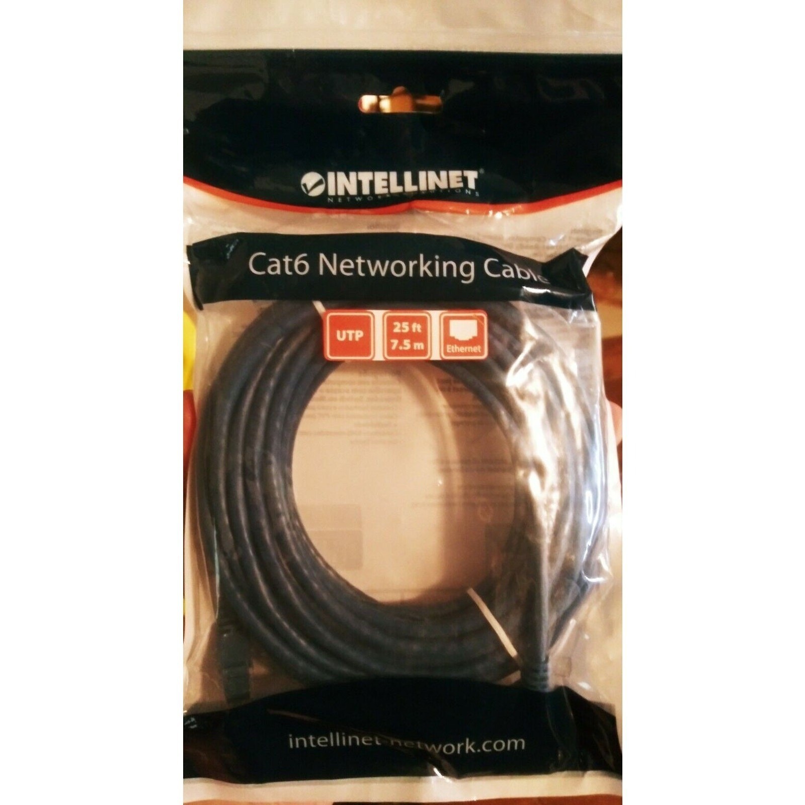 Intellinet Cat6 Ethernet Cable UTP Networking Cable 25 Ft Length Black New