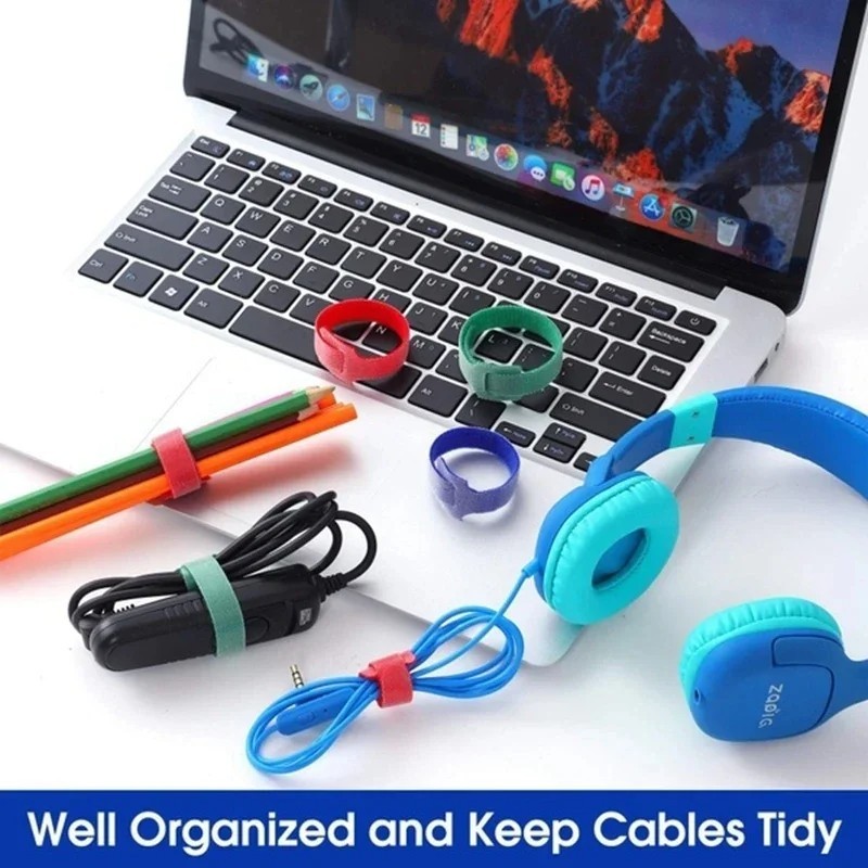 Reusable Cable Ties Hook Loop Wire Organizer Straps Nylon Cord Fastening Lot