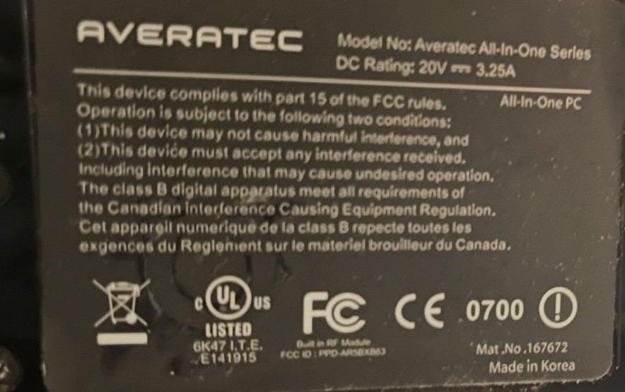 Averatec All-In-One XP Computer for Parts or Repairs -Read