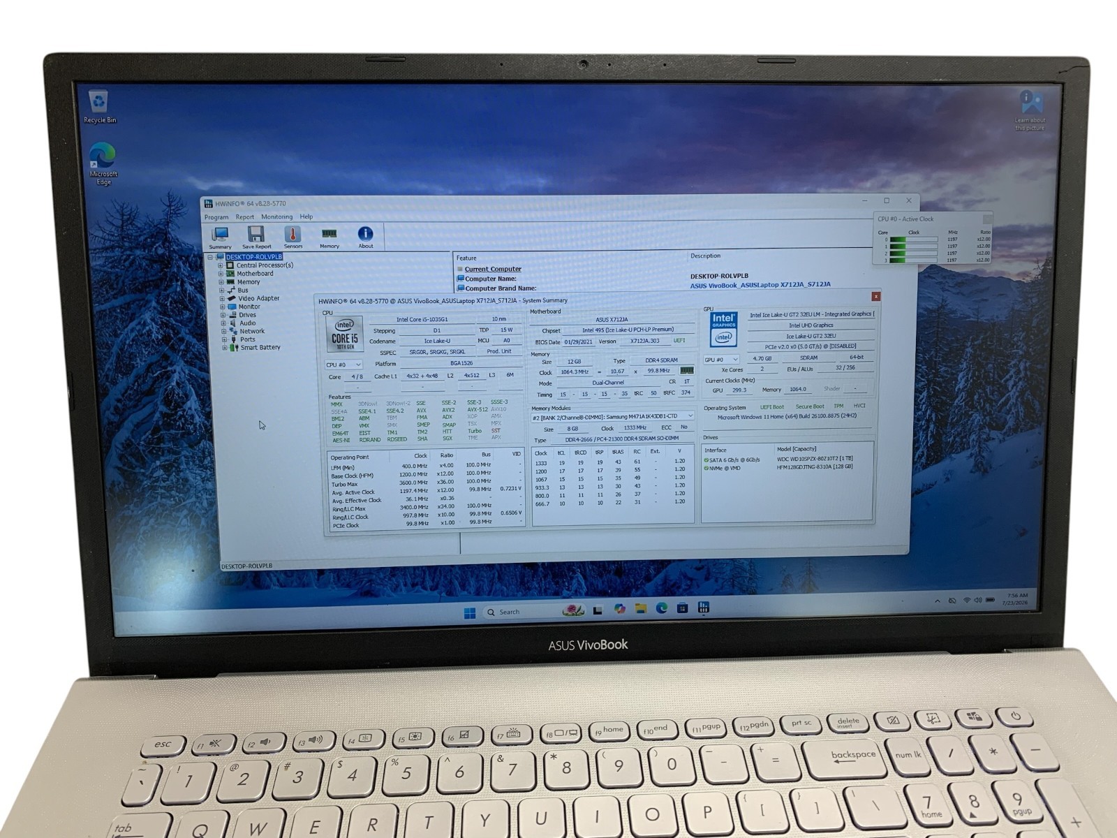 Asus Vivobook X712J 17.3″ Core i5-1035G1 12GB RAM 128GB SSD 1TB HDD W11H