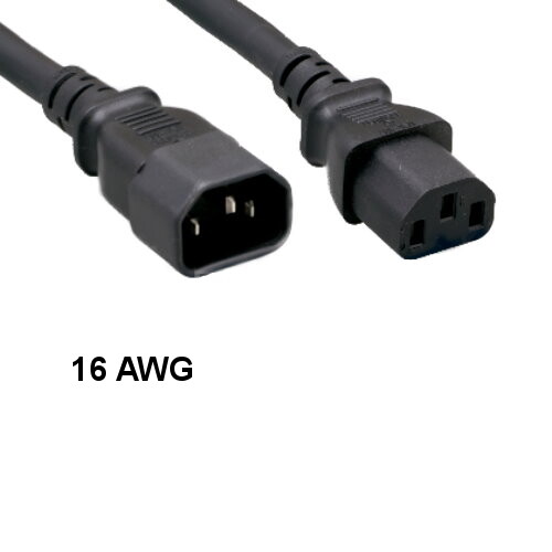 Kentek 6′ ft 16 AWG Standard Power Extension Cord IEC-60320 C13 to C14 13A/250V