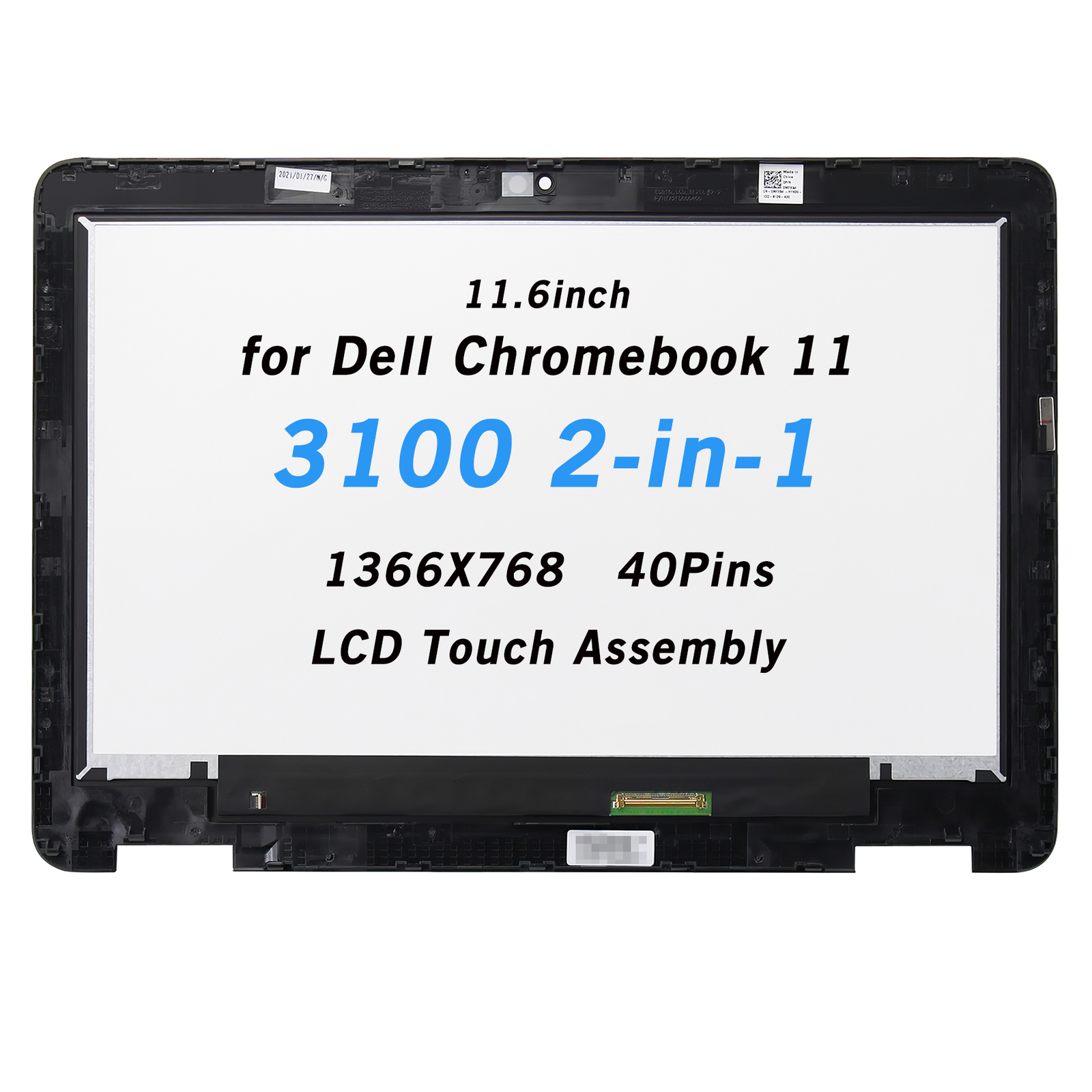 New Original 11.6 HD LCD Touch Screen With Bezel for Dell Chromebook 3100 2-in-1