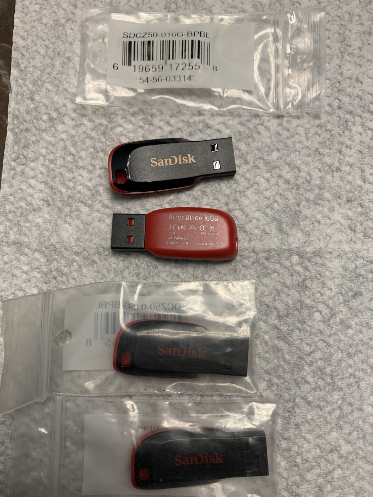 SanDisk Cruzer Blade 16GB Flash Drive Memory Stick 4 Pack USB Red