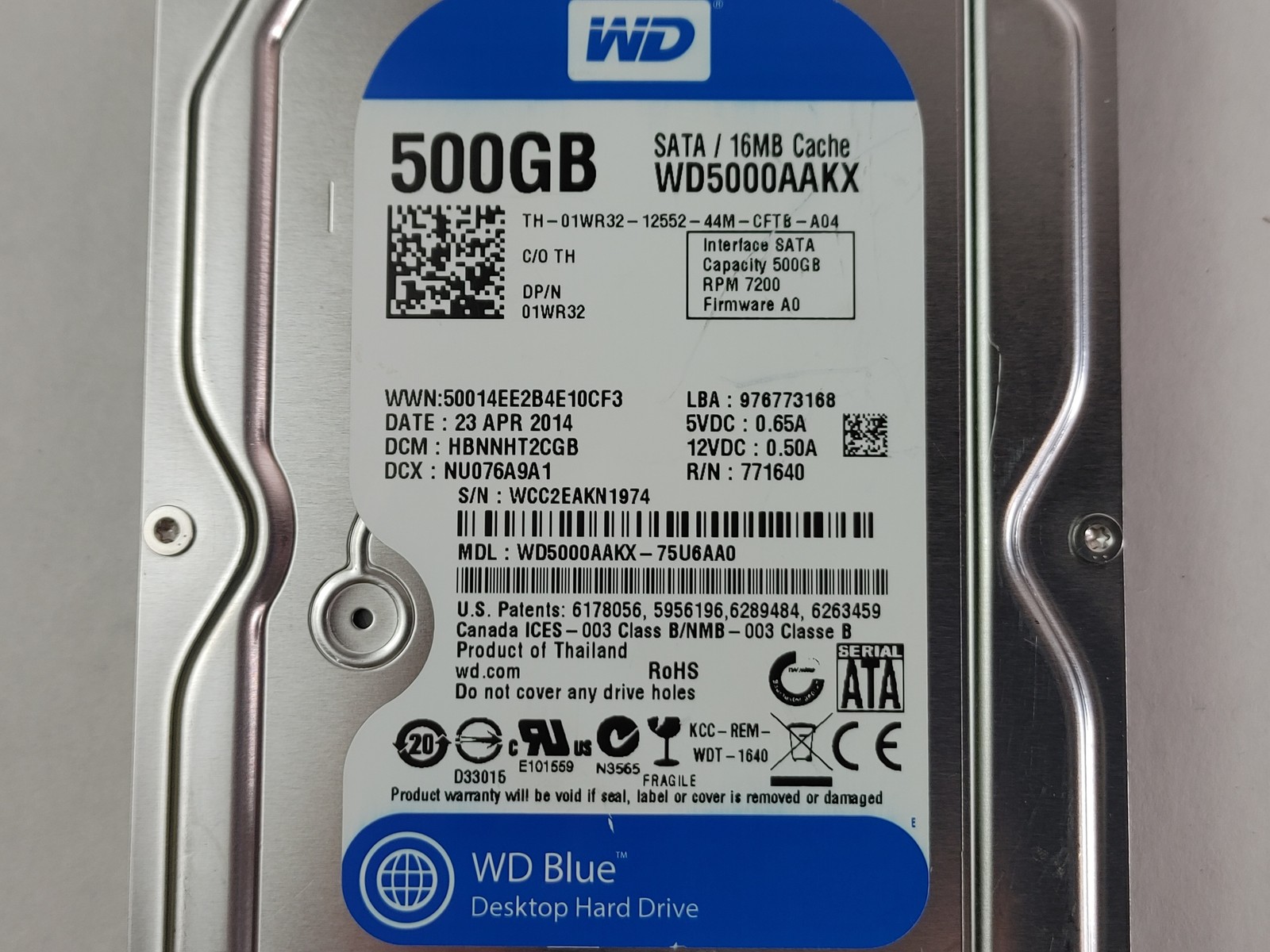 Western Digital WD Blue WD5000AAKX 500 GB SATA III 3.5 in Hard Drive